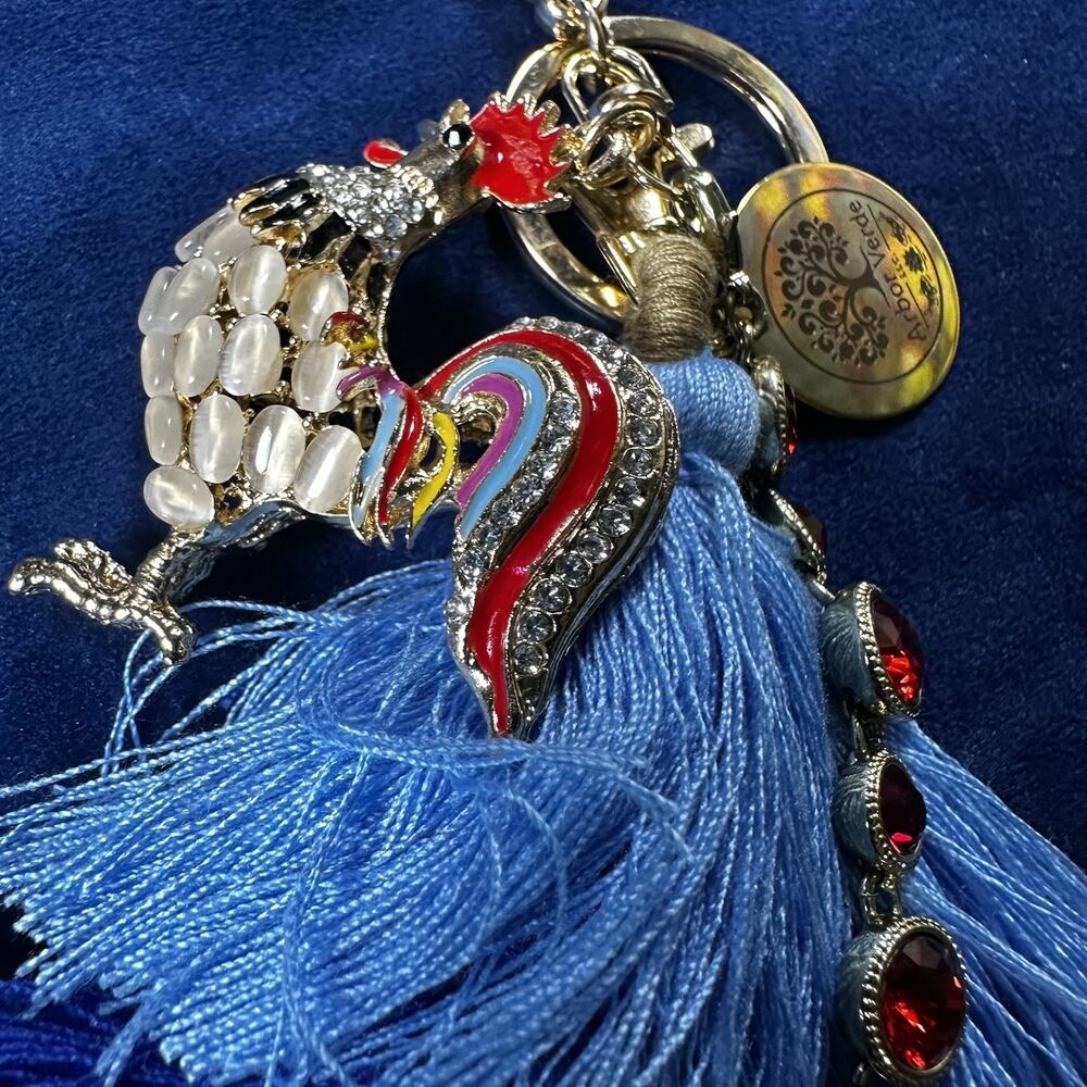 Bag Charm Keychain Bling Rooster 9 West Gems Tiered Tassel by Arbor Verde